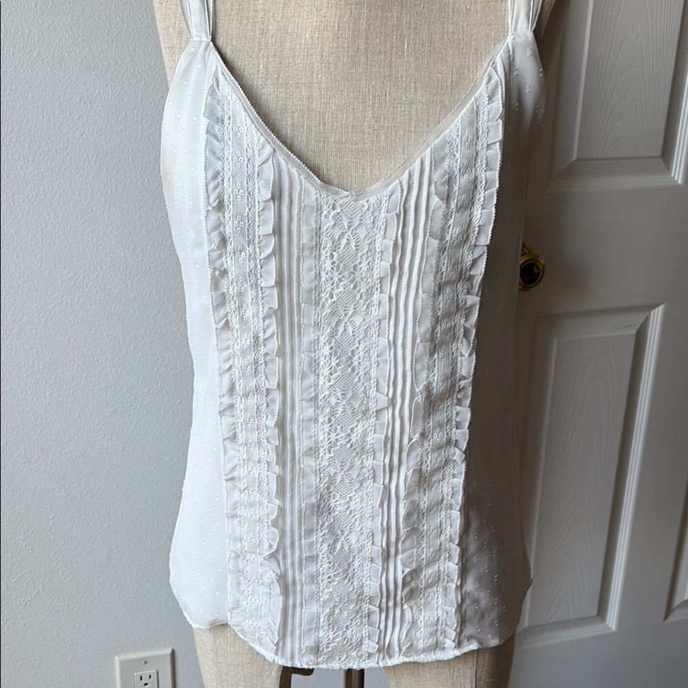 White House, black market Elegant White Lace Trimmed Women's Top